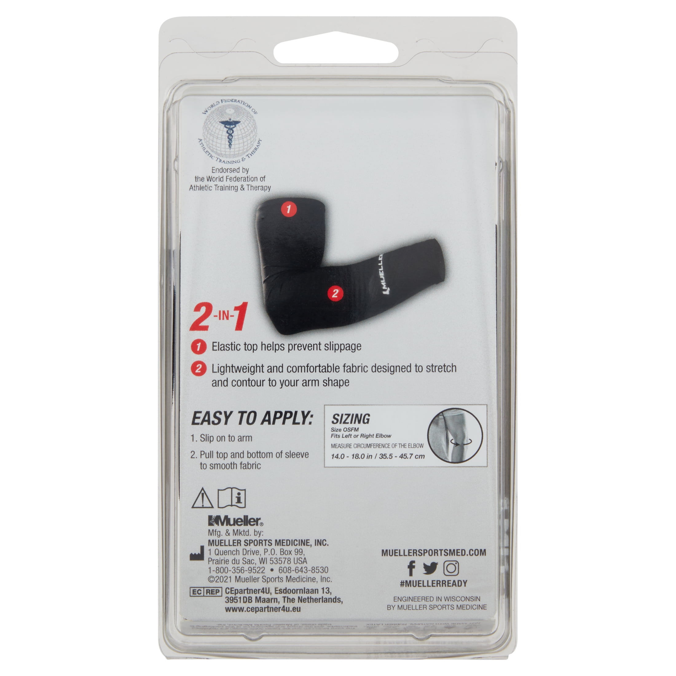 (2 pack) Mueller Performance Sleeve, Black, One Size Fits Most, Left or Right Arm, 1 Sleeve