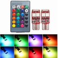 thumbnail image 2 of 2pcs T10 W5W LED RGB Remote Control Lights Indicator Bulb Car Interior Wedge Side Lamps, 2 of 5