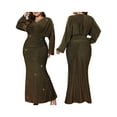 thumbnail image 2 of FOCUSNORM Robe de Soirée pour Femmes Grande Taille Pailletée à Manches Longues à Col en V Ajustée Longue Robe Formelle Robes de Bal, 2 of 6