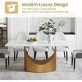 thumbnail image 4 of Modern Dining Table,71" Antique White Marble Sintered Stone Table Top,Rectangle Dining Room Table with Unique U-Shape Gold Carbon Steel Pedestal Table for Kitchen/Living Room(Table Only), 4 of 7