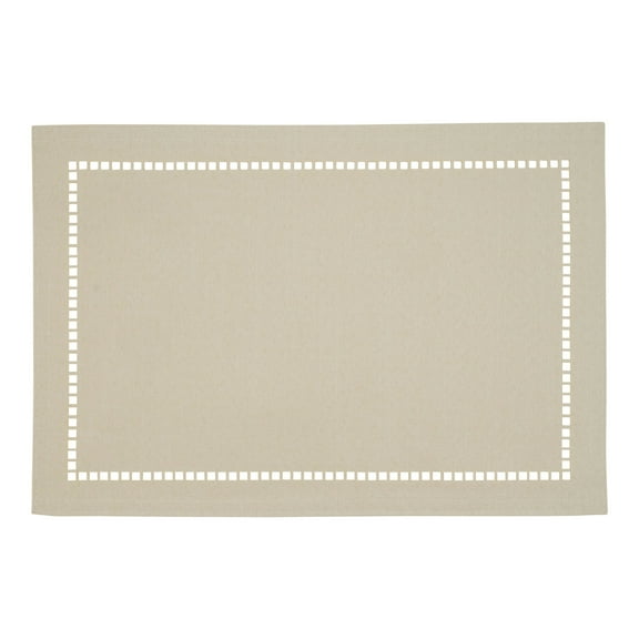 Saro Lifestyle Table Placemats With Laser-Cut Hemstitch Design (Set of 4) Ivory