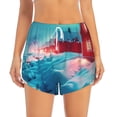 thumbnail image 2 of Goofa Aurora Borealis Village Printed Women 2 in 1 Running Shorts,Quick Dry Athletic Workout Shorts,High Waisted Athletic Shorts with Liner Pockets-Medium, 2 of 9