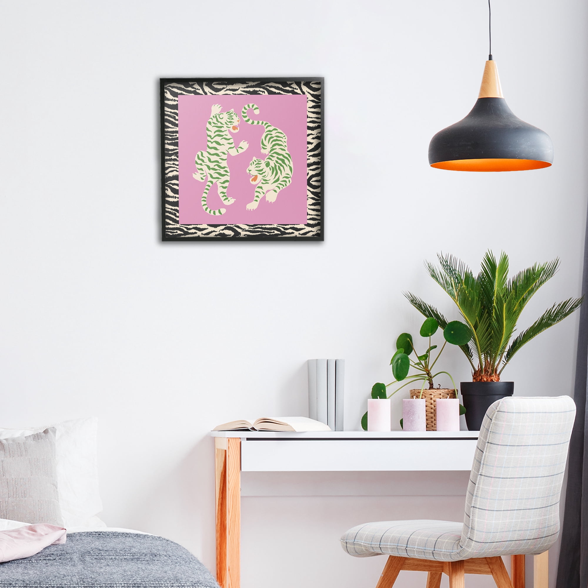 Stupell Industries Purple & Green Twin Tigers Black Framed Giclee Art, design by Karolina Sato