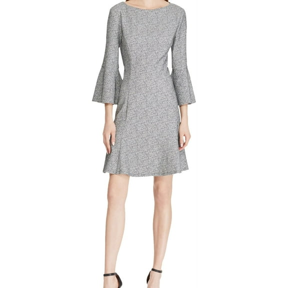 American Living Womens Leelee Tweed Bell Sleeves Wear to Work Dress B/W 16