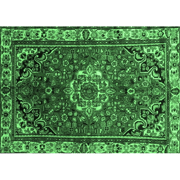 Ahgly Company Indoor Rectangle Persian Emerald Green Traditional Area Rugs, 7' x 10'