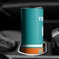 thumbnail image 3 of Miami 20oz Customs stainless steel Insulated tumbler with Lid and Straws, Personalized football gifts for fans, Travel Cup Adds Your Name and Number, 3 of 7