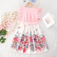 thumbnail image 4 of Vestido rosa para niños y niñas, ropa estampada con lazo, manga voladora, línea A, de 2 a 10 años, para uso diario, verano 2024, 4 of 5