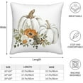 thumbnail image 2 of Fall Autumn Decorations Pumpkin Throw Pillows Cover 18x18 Set of 2 Grey White Pumpkins Orange Flowers Thanksgiving Harvest Pillow Covers Outdoor Decorative Pillow Cases for Bedroom Couch Sofa Decor, 2 of 6