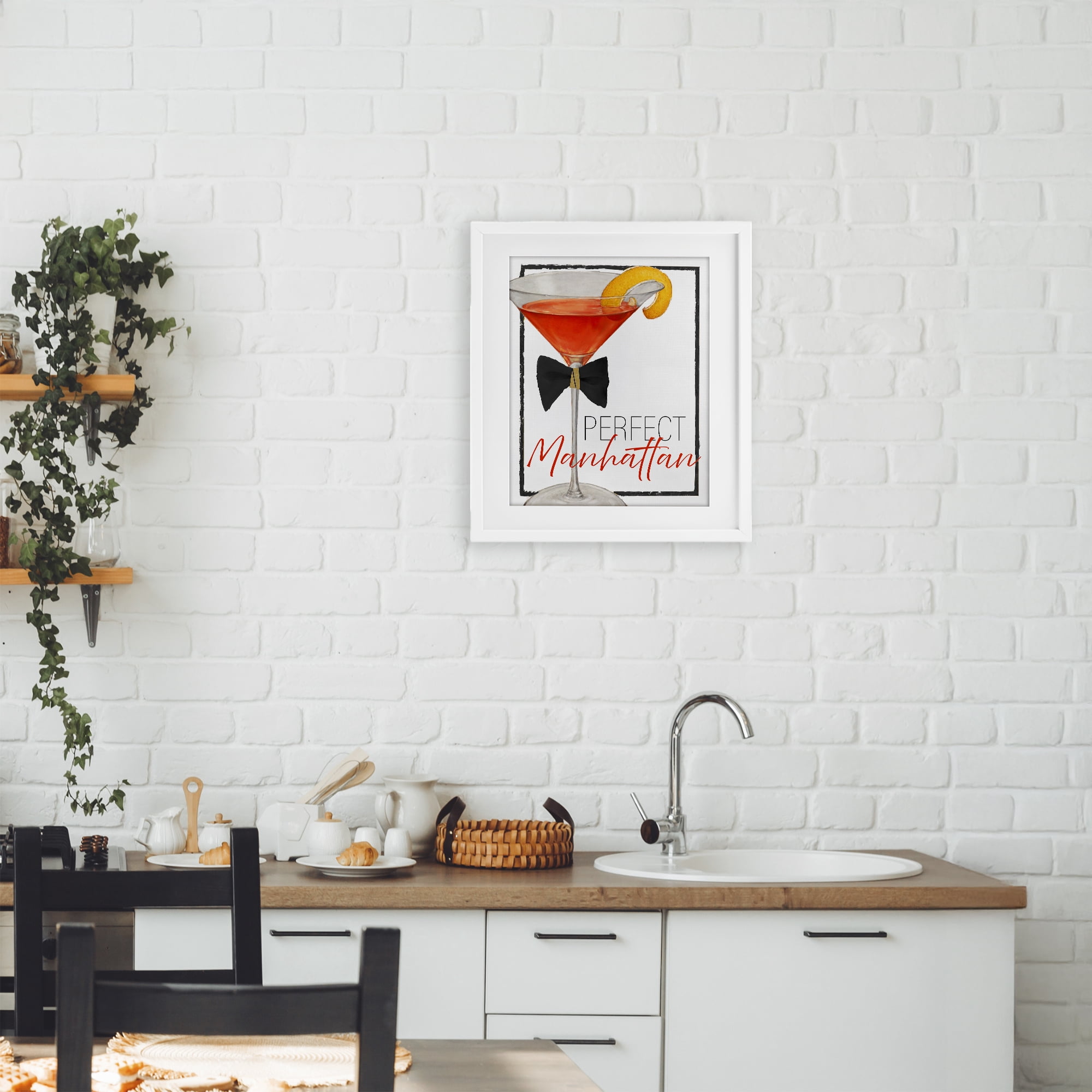Stupell Industries Perfect Manhattan Cocktail White Framed Print Under Glass, design by Lorenzo Collective