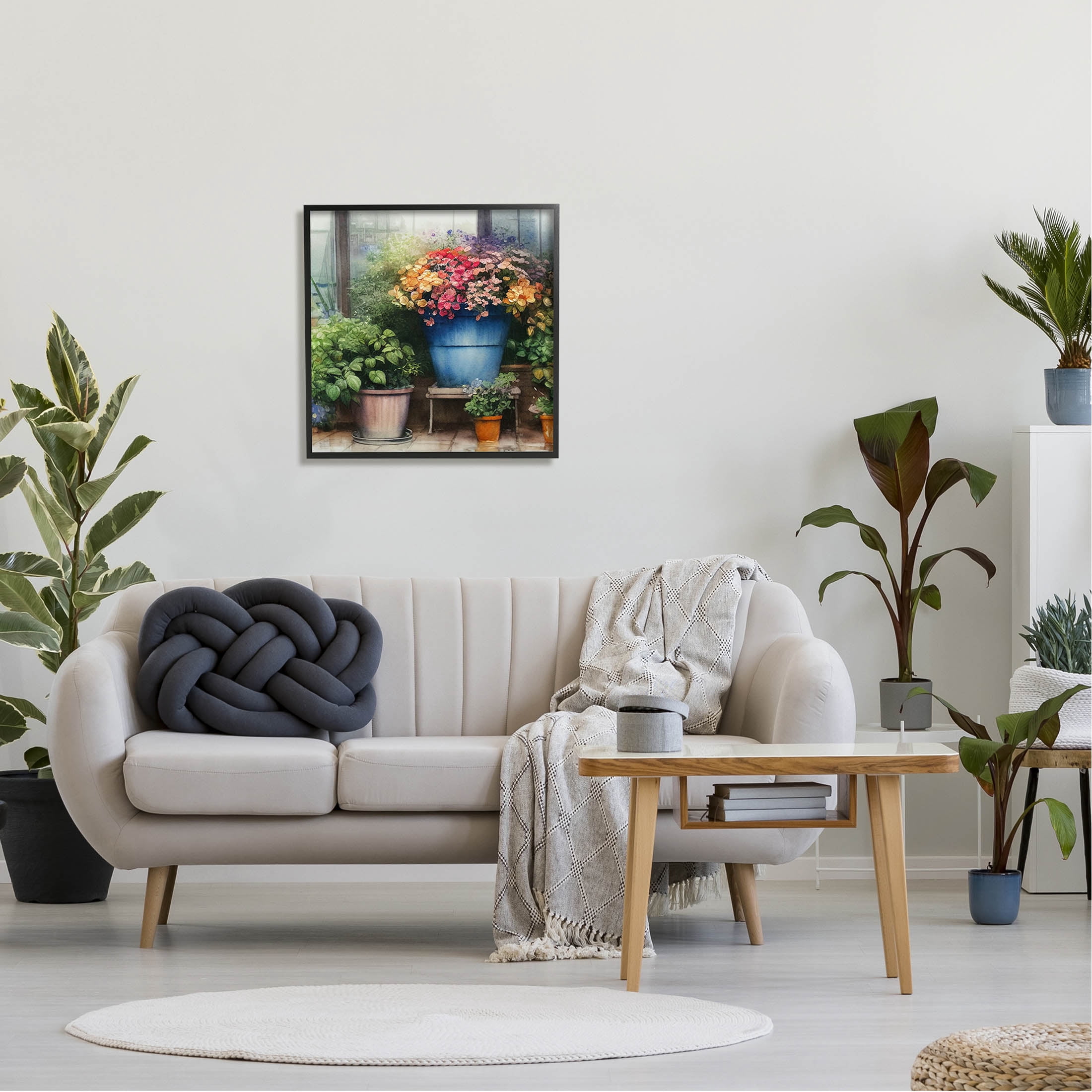 Blooming Flowers Vivid Garden Botanical & Floral Painting Black Framed Art Print Wall Art