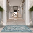 thumbnail image 4 of SAFAVIEH Courtyard Kebo Traditional Indoor/Outdoor Area Rug, 4' x 5'7", Teal/Cream, 4 of 11