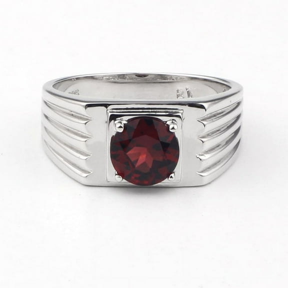 Natural garnet ring Mens Garnet Ring 925 Sterling Silver Gift For Him Garnet Statement Ring Promise Ring January Birthstone mens Ring