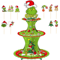 Christmas cupcake stand With Cupcake Toppers,Christmas Theme Party Supplies Birthday Party Decorations