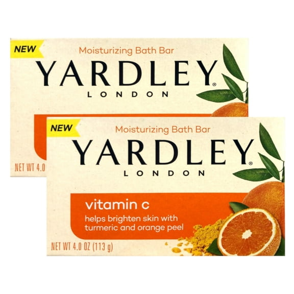Yardley London Moisturizing Bath Bar - Vitamin C, Turmeric & Orange Peel 4oz. - Pack of 2
