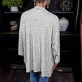 thumbnail image 4 of RYRJJ Sequin Cardigans for Women 3/4 Sleeve Open Front Outerwear Coat Casual Loose Sparkly Glitter Club Party Jackets(White,3XL), 4 of 6