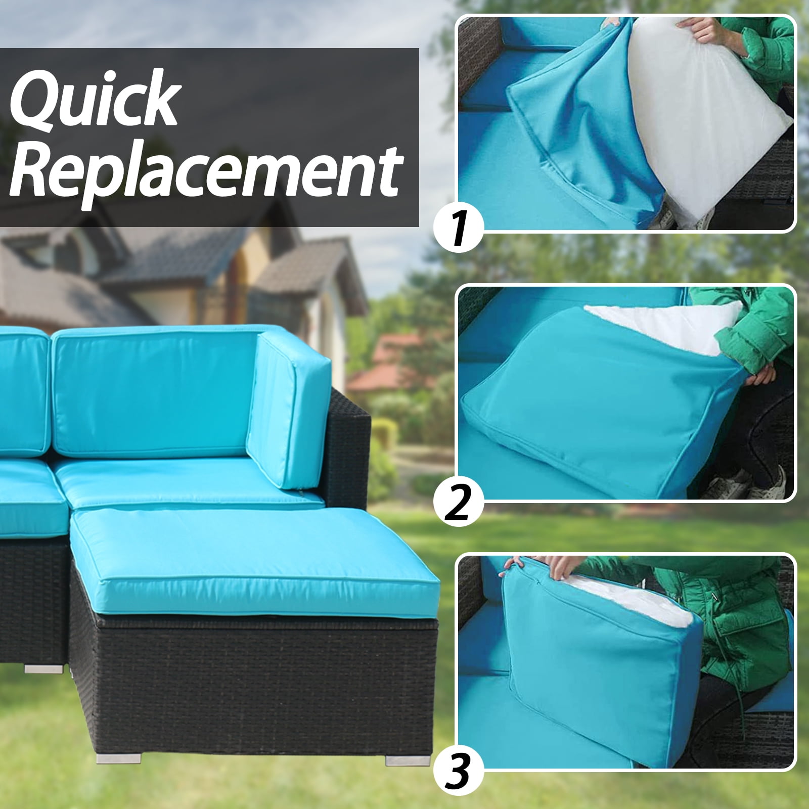 FKS LIFE Outdoor Cushions Covers Patio Sofa Washable Cushions Cover Furniture Cushion Slipcovers Sets (11 Pack)