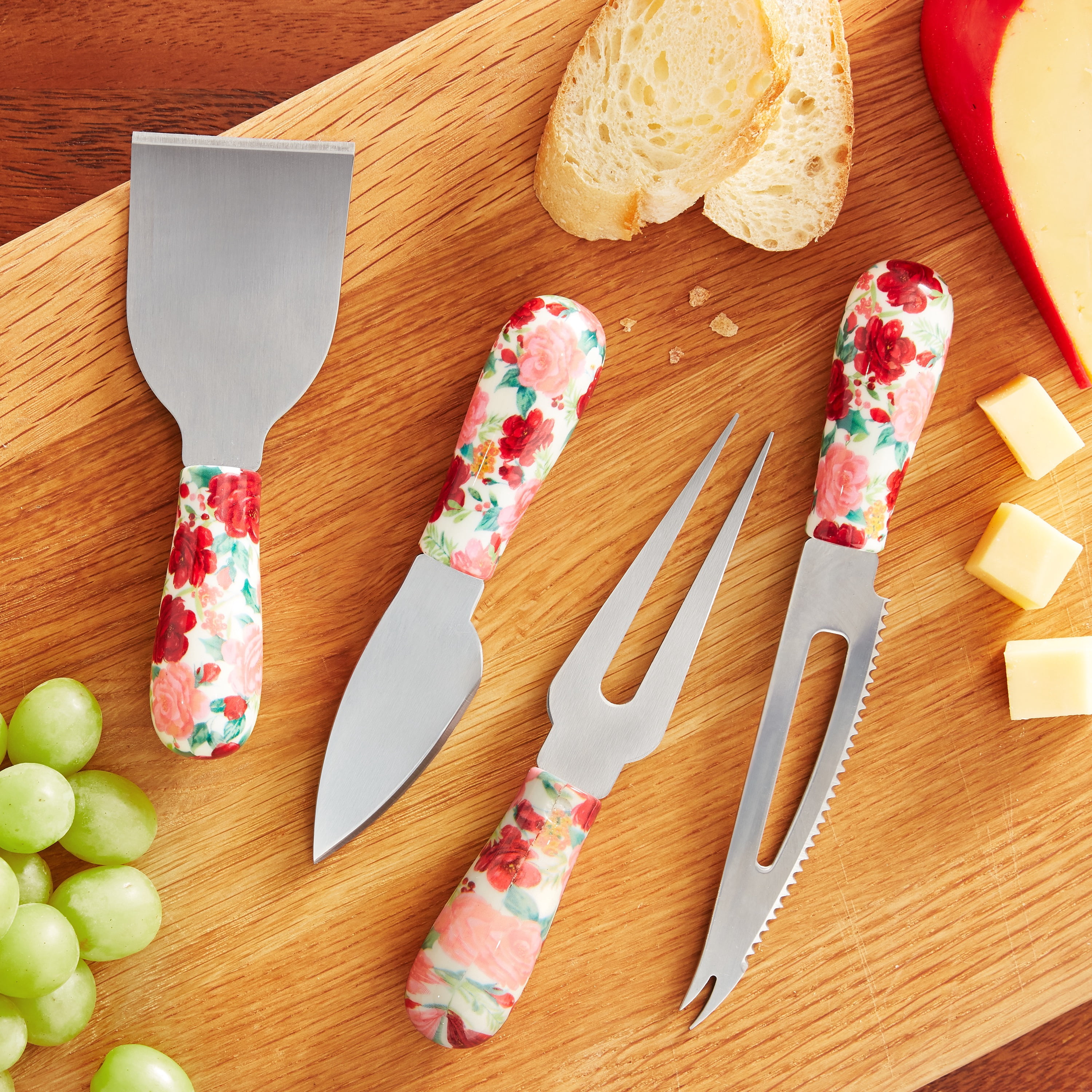 The Pioneer Woman 4-Piece Cheerful Rose Cheese Knife Set
