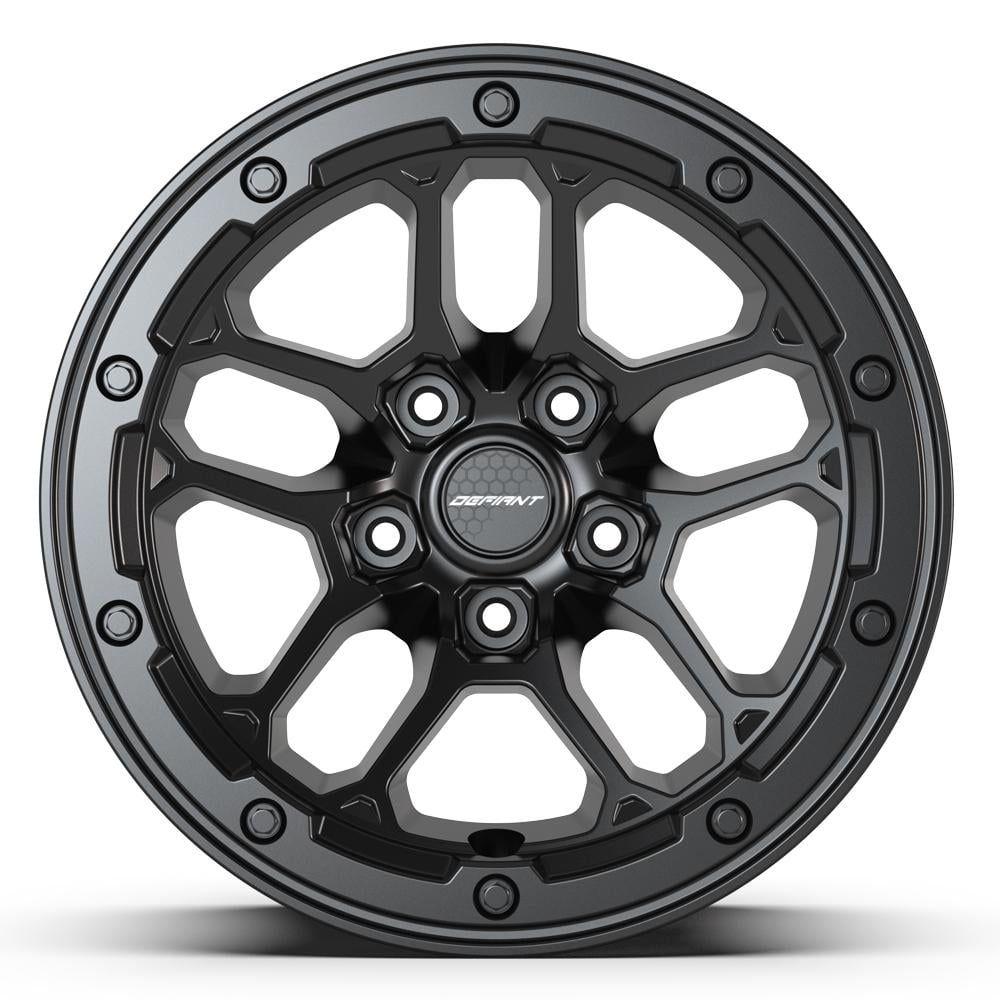 DEFIANT Wheels DF03 18 Inch Rims and Tires Fit 6x139.7 18x9 Satin Black with Dark Satin Charcoal 2-Tone - All Country A/T2 275/65-18 (Set of 4)