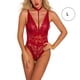 thumbnail image 1 of Lencería sexy de encaje de malla para mujer Ropa interior en V profunda Body Ropa de dormir, Rojo, L Inevent XX000104-09, 1 of 7