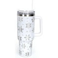 thumbnail image 1 of 40oz Christmas Tumbler with Handle Straw and Lid Snowflake Travel Coffee Tumbler Cup for Xmas Winter Holiday Birthday Party Gift, 1 of 6