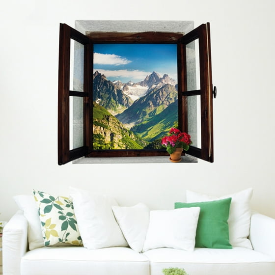 3d window view scenery sticker decoration diy removable wall sticker