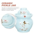 thumbnail image 3 of Korean Porcelain Jar Ball Ceramic Kimchi Jar Pickling Jar with Lid 18x14cm Blue, 3 of 6