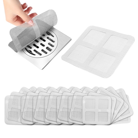 100Pcs Disposable Square Drain Hair Catcher Stickers 3.94Inch Mesh Anti-Clog Hair Filter for Bathroom Shower Tub Kitchen Sink Household Floor Drain Use
