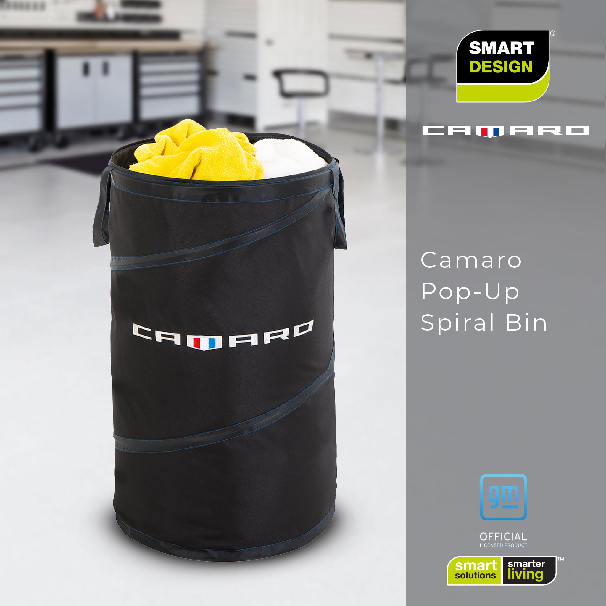 Pop-Up Spiral Laundry Hamper Bag Heavy Duty Polyester -  Holds 2 Loads - 15 x 25 Inch - Black - Camaro