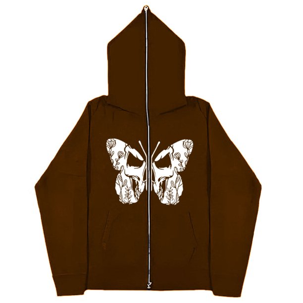 Sudaderas informales con mariposas Y2k oscuras europeas y americanas para hombres y mujeres, sudaderas con capucha góticas para parejas, sudadera con cremallera de gran tamaño Harajuku