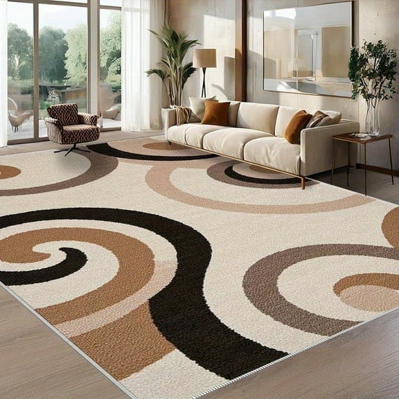 1PC Swirl Pattern Area Rug Partial Carpet, Lightweight Washable Easy-to-Clean Carpet Mat Festival Gift, Suitable for Living Room, Bedroom, Dining Room, Office, Balcony, Room Accessories
