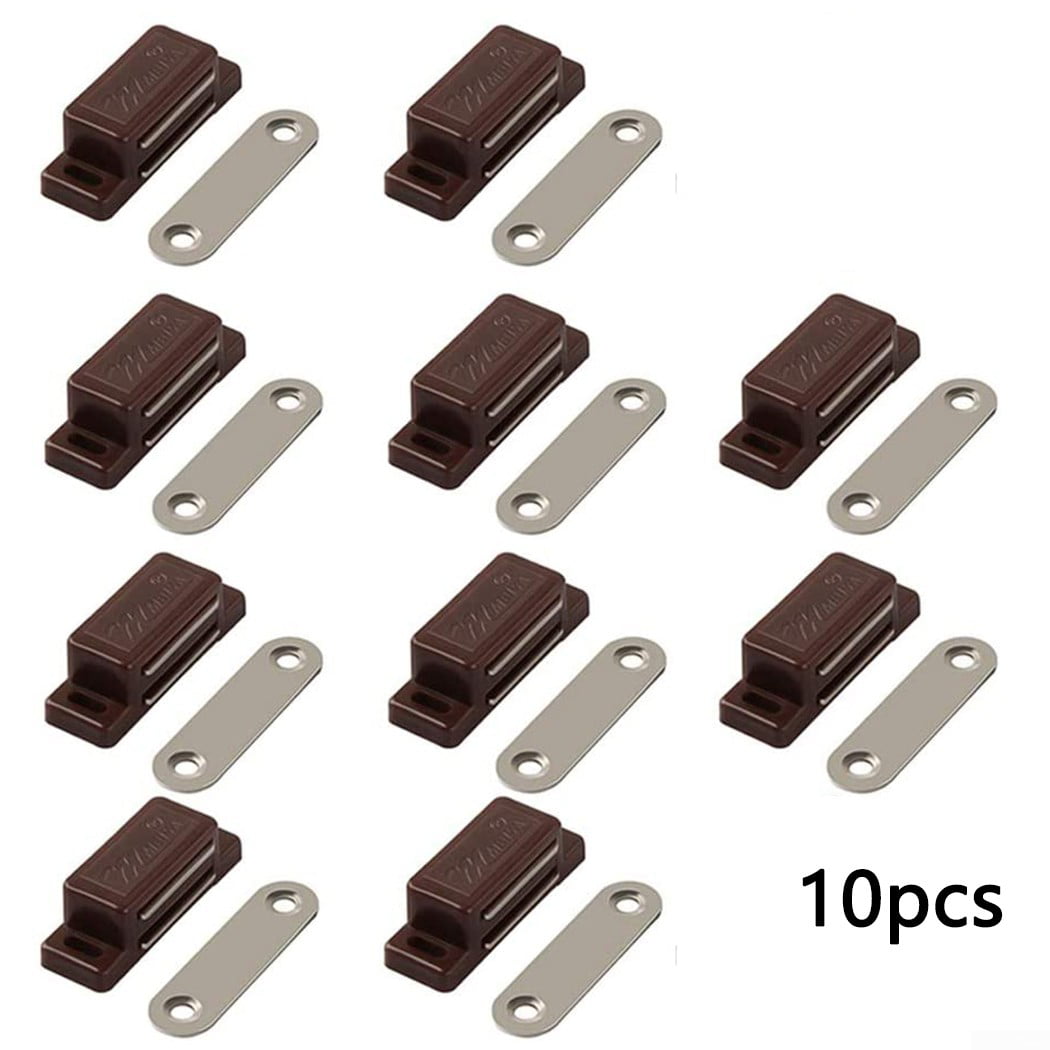 Double Magnetic Latches Catch for Furniture Cabinet Door Closet Brown 5pcs