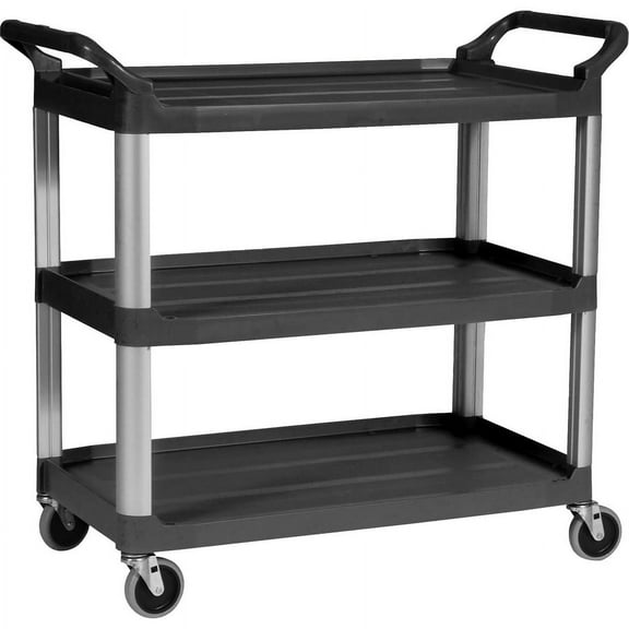 Rubbermaid Commercial 3-Shelf Mobile Utility Cart - 3 Shelf - 300 lb Capacity - 4" Caster Size - Aluminum - x 40.6" Width x 20" Depth x 37.8" Height - Aluminum Frame - Black - 1 Eac | Bundle of 5 Each