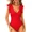 red, variant on Alove Womens Solid One Piece Swimsuit Ruffle Bathing Suit Swimwear Plunging V Neck Cut out Back Swim Suit