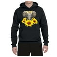 thumbnail image 2 of Elephant Sunflower Cute Love Animal Lover Unisex Graphic Hoodie Sweatshirt, Black, Small, 2 of 3