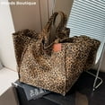 thumbnail image 3 of Oversized Leopard Prints Shoulder Bags For Women Deformable Canvas Large Capacity Shopping Totes 2023 Winter New Luxury Handbags Beige 60x33x34x19cm, 3 of 9