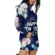 thumbnail image 3 of ICHUANYI Clearance Fashion Women Hooded Dress Pullover Long Sleeve Printing Pocket Casual Sweatshirt Dress(Blue, M) ICHUANYI WER2023081501189, 3 of 6