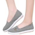 thumbnail image 4 of Willtoo Women Slip‑On Plaid Canvas Flats Cute Bee‑Embroidered Comfort Casual Walking Shoes Lightweight Non‑Slip Soft‑Sole Loafers, 4 of 5