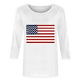 thumbnail image 4 of Plus Size USA Flag Tshirts for Womens 4th of July Patriotic Shirts Teen Girls Fashion 3/4 Sleeve Crewneck Tunic Tops Loose Fit Stars Striped Shirts Flag Memorial Day Graphic Tee Independence Day, 4 of 5