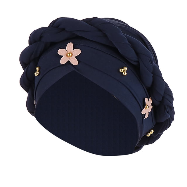 Women Floral Braid India Hat Muslim Ruffle Cancer Chemo Beanie Turban Wrap Cap