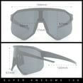 thumbnail image 4 of Oversized Geometric Bevel Cut Mono Shield Wrap Half Rim Sport Sunglasses [Mint Purple | Silver Mirror], 4 of 7