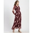 thumbnail image 3 of Moomaya Printed Flared Maxi Dress For Women, V-Neck Long Sleeve, Chiffon Maxi Dress, 3 of 9
