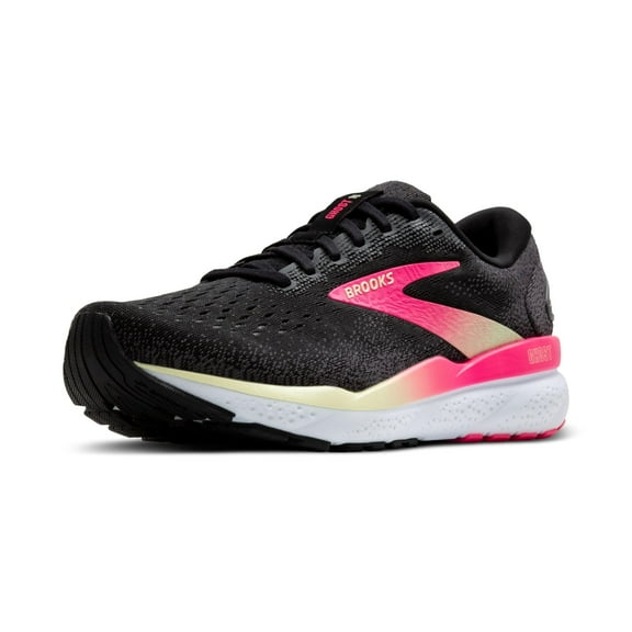 Brooks Women’s Ghost 16 Neutral Running Shoe - Black/Pink/Yellow - 7 Wide
