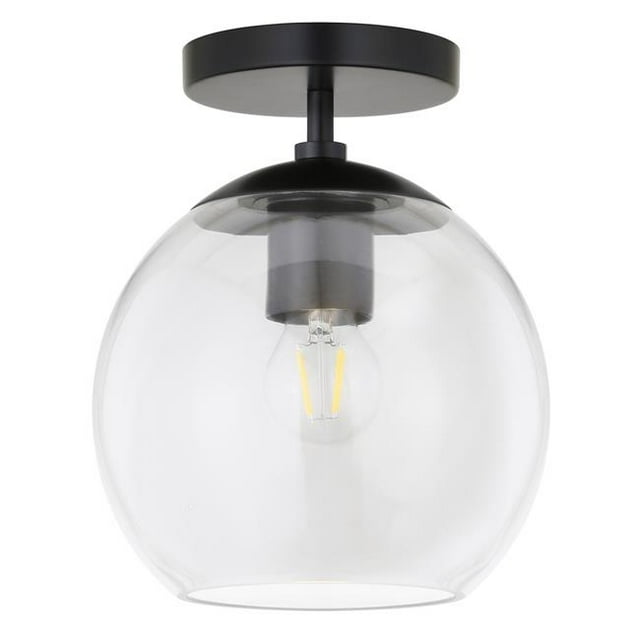 Hudson & Canal SF0787 Plafonnier Noir Mat Semi Encastré avec Verre Transparent