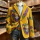 thumbnail image 1 of Ceisia Mardi Gras 3D Mask & Feather Embroidered Corduroy Blazer for Men, Relaxed Fit Festive Party Coat with Pockets Gifts, 1 of 6