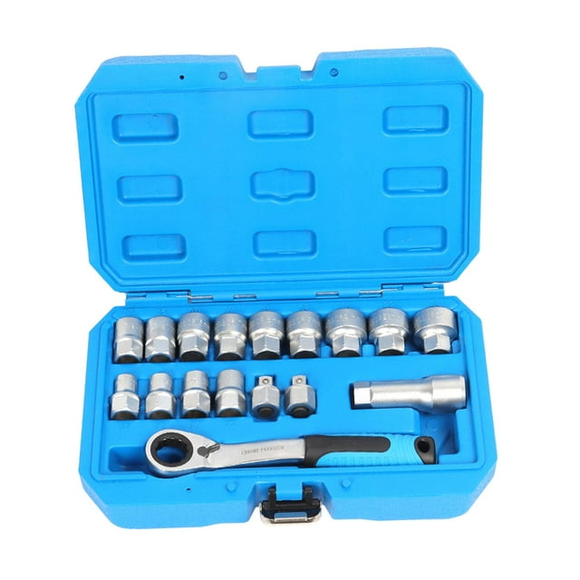 DYNWAVECA 17 Generic Mechanics Tool,Socket Ratchet Wrench Set Storage Case Organizer Steel Extension Bar Drill Bit Socket for Household