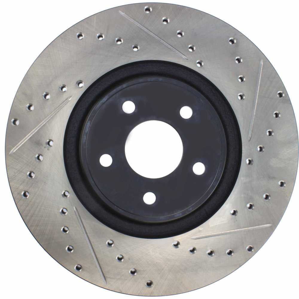 StopTech 127.65146L Sport Cross-Drilled & Slotted Disc Brake Rotors, European style brake pad