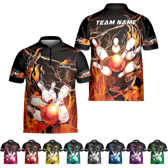Personalized Name Bowling Jersey 3D, Custom Bowling Shirts for Team, Bowling Shirt Unisex for Men & Women (Orange, S)