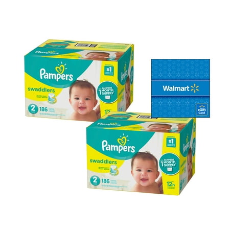 [Buy 2, Get $20 Gift Card] Pampers Swaddlers Diapers Size 2, 186 Count (Total 372