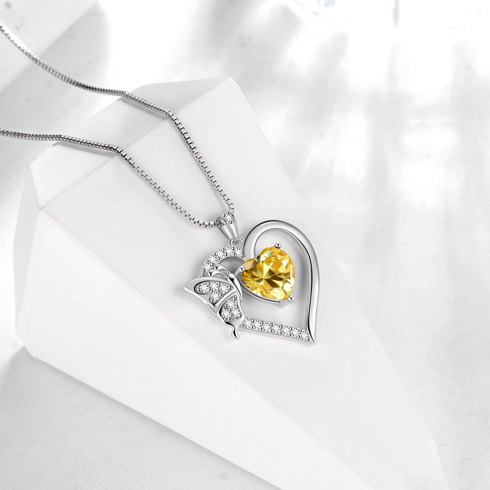 Juwaliy Citrine Heart Butterfly Necklace photo 8