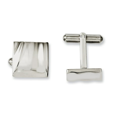 Roy Rose Jewelry Stainless Steel Polished Concave Cuff Links